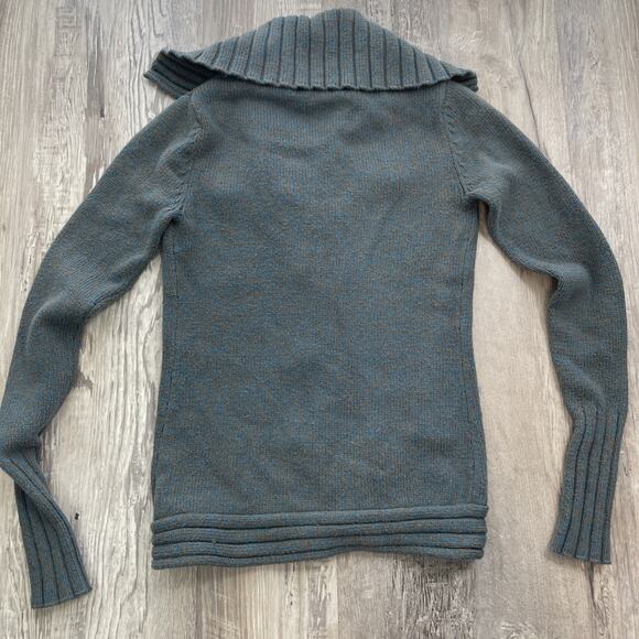 Volcom S Sweater Cardigan Button Up Y2k Vintage Collar Teal Womens size Small - Picture 2 of 14
